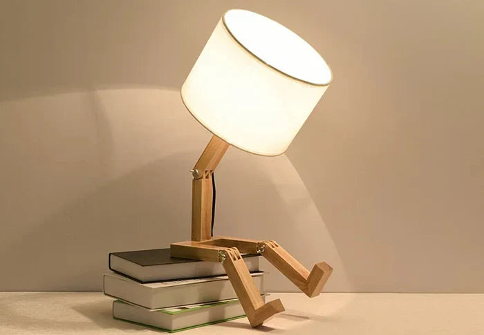 Wooden Table Lamp with Book Holder - RutanFlex | Stornfield