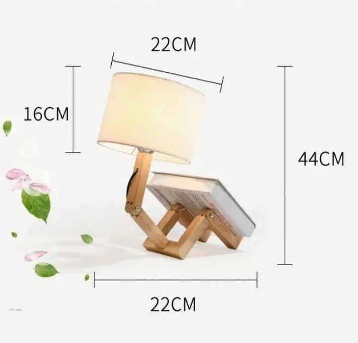 Wooden Table Lamp with Book Holder - RutanFlex | Stornfield