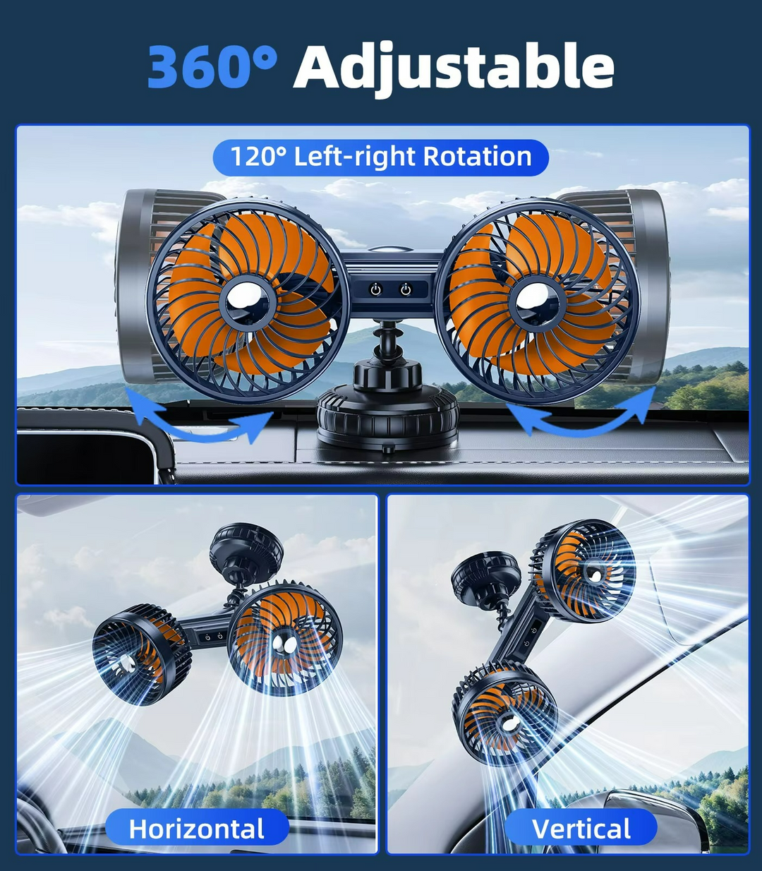 Stornfield | AeroBreeze Car Fan | Wireless fan with 4000 mAh battery and 3 fan speeds