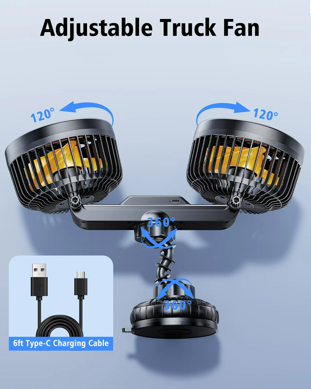 Stornfield | AeroBreeze Car Fan | Wireless fan with 4000 mAh battery and 3 fan speeds