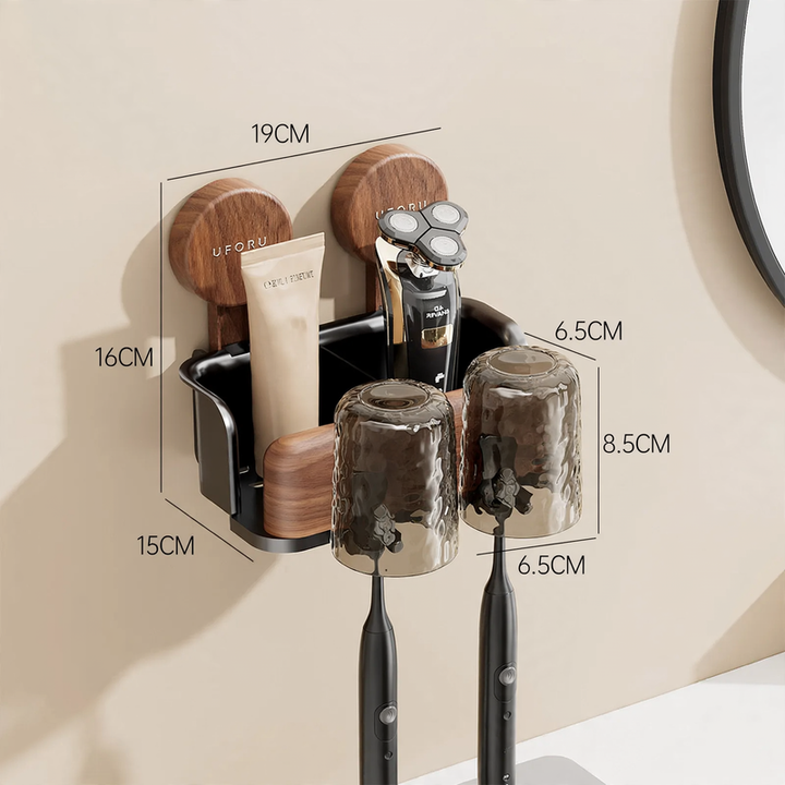 Toothbrush holder with suction cup, no drilling