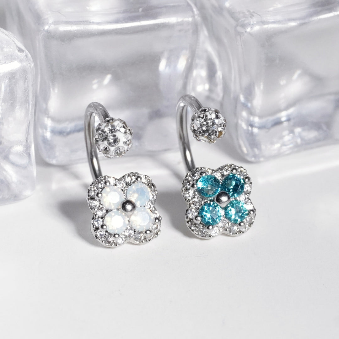 Lip studs stainless steel with rhinestones, various sizes