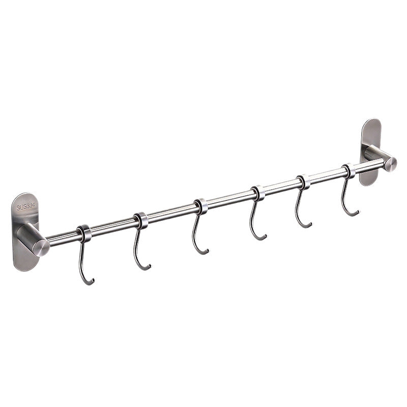 Stainless steel wall hook strip for kitchen utensils