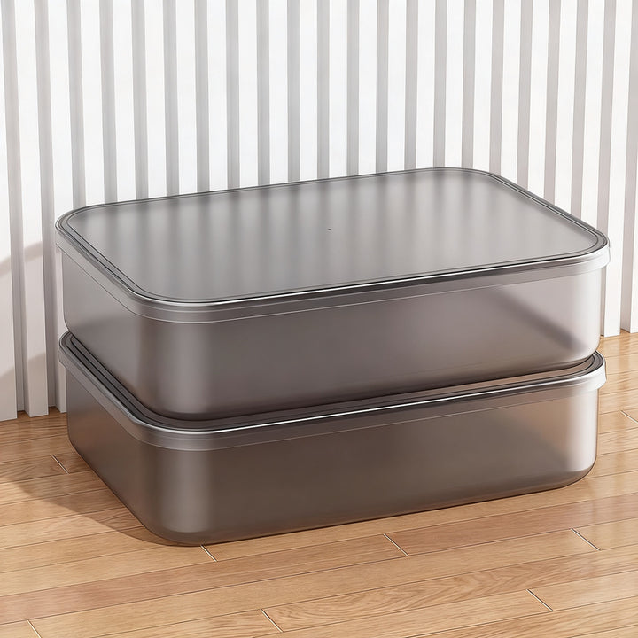 Transparent storage box made of plastic