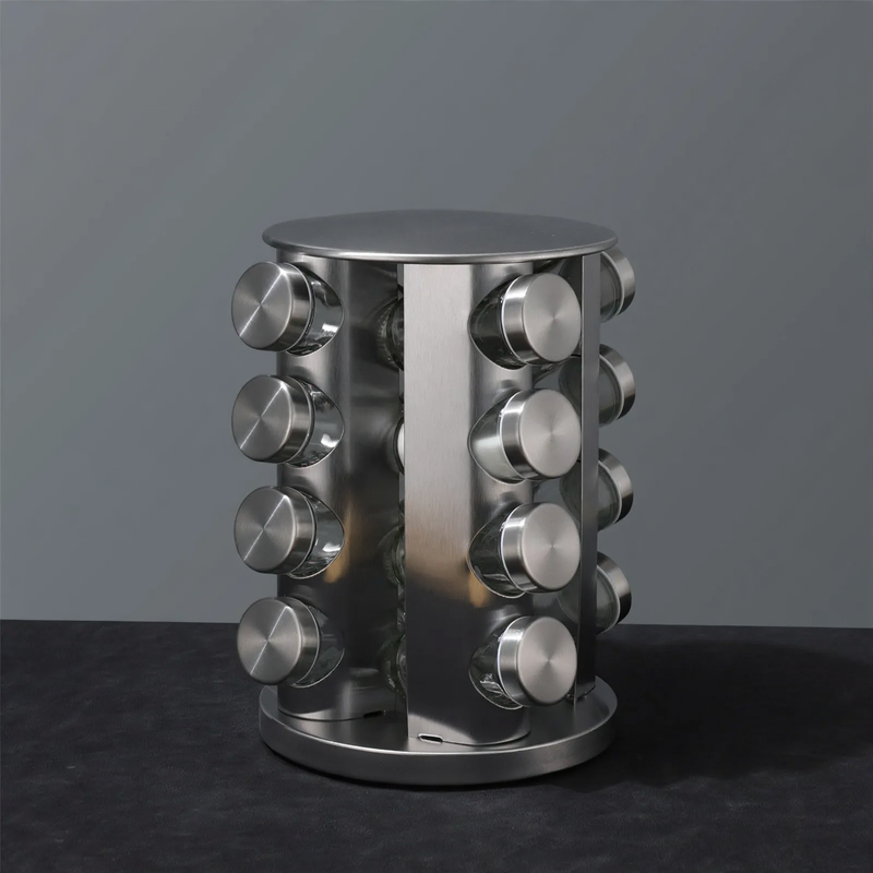 Rotating spice rack made of stainless steel