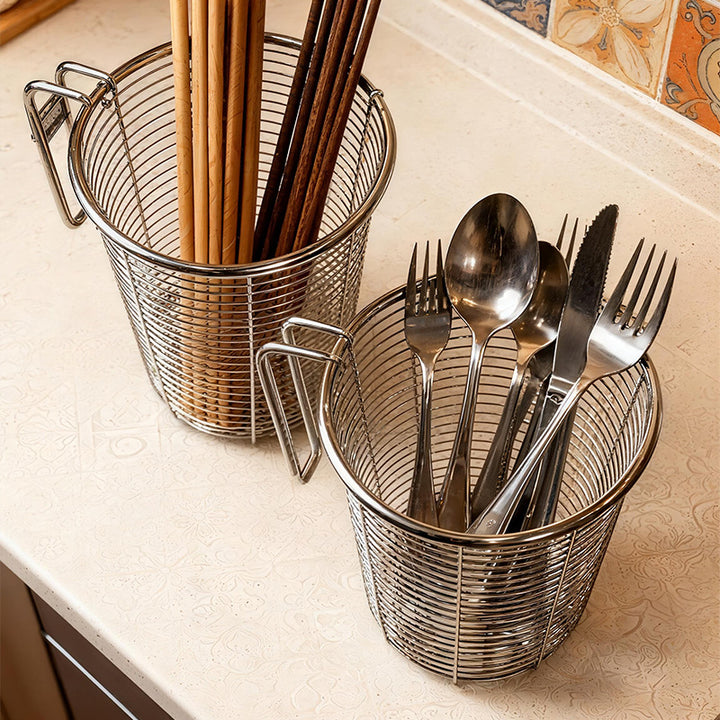 Stainless steel chopstick holder with drainage, wall-mounted