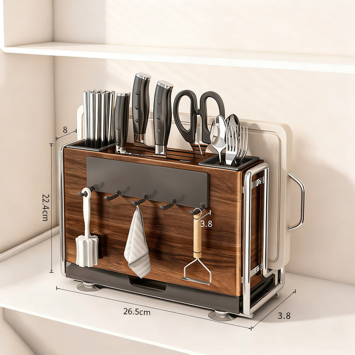 Multifunctional knife block shelf with magnetic function