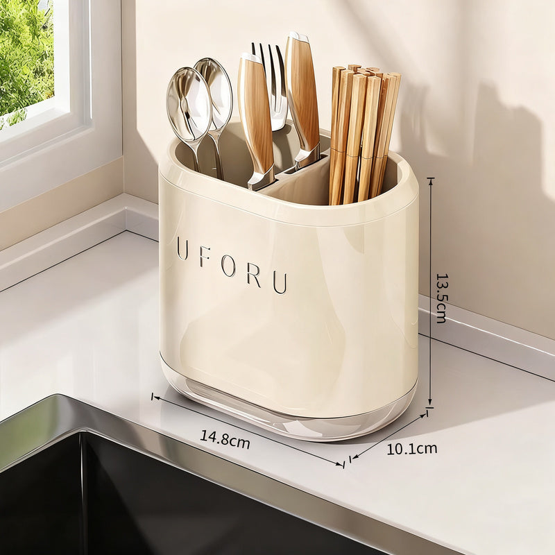 Chopstick and Cutlery Holder with Draining Tray