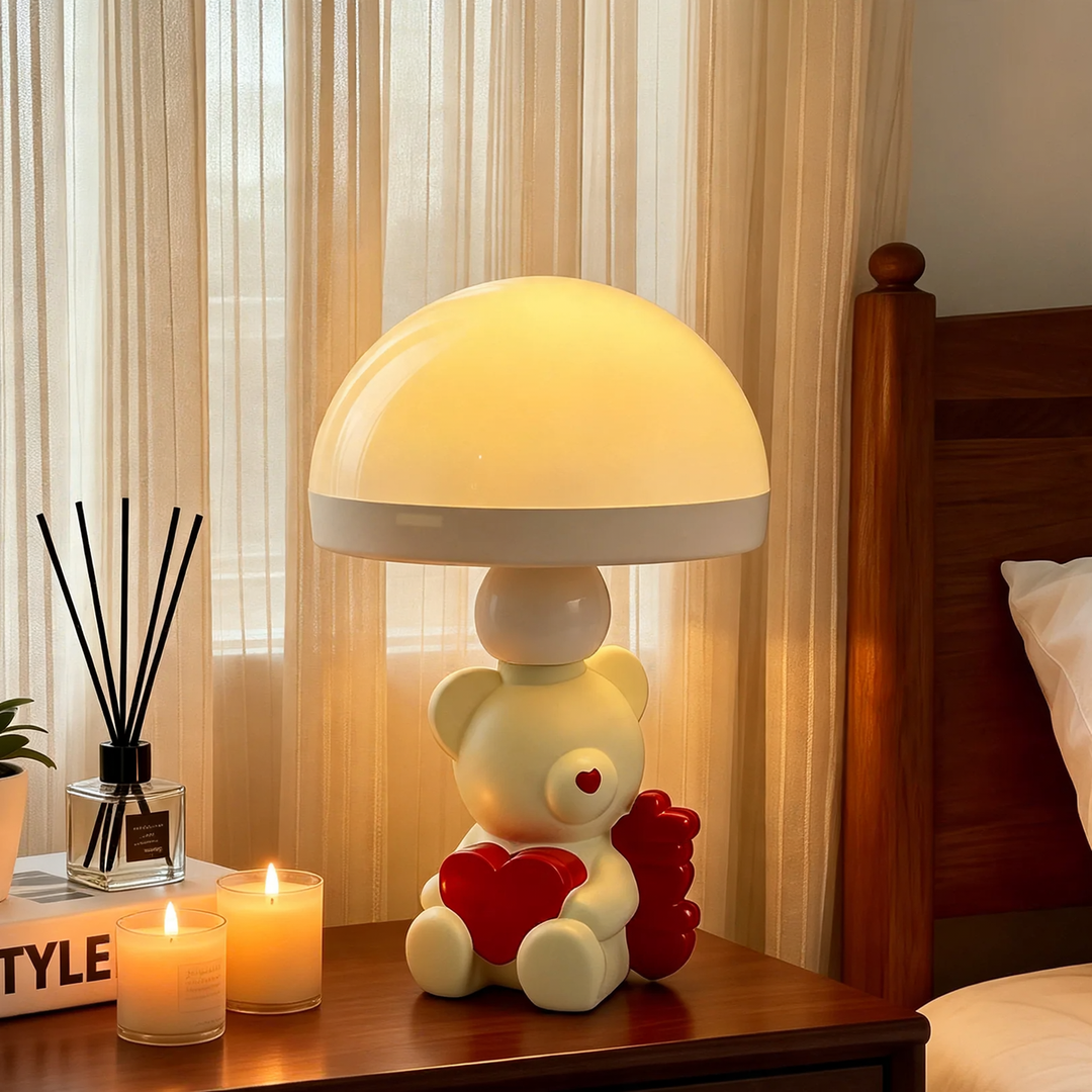 Nightstand lamp with motif, pull switch