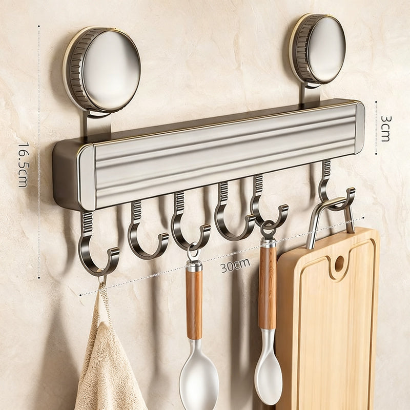 Suction cup kitchen hook rail made of aluminum