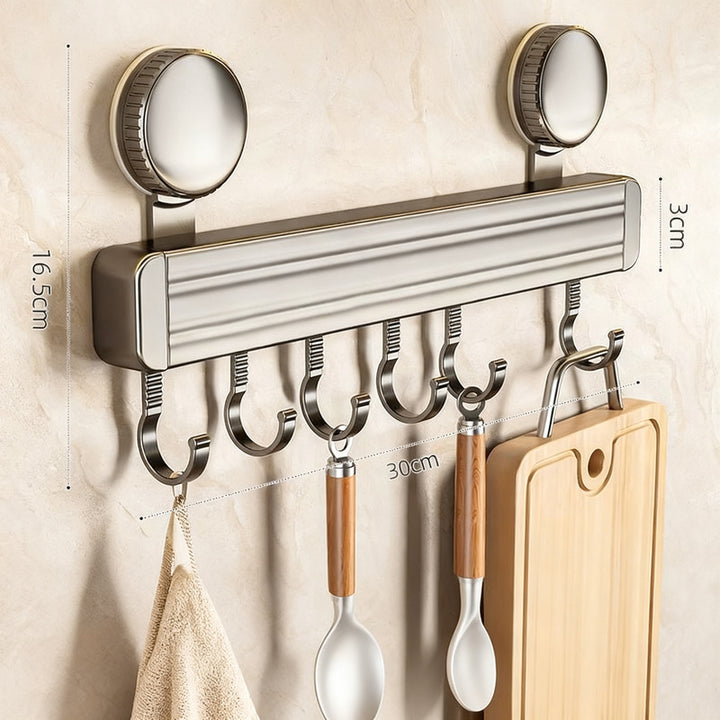 Suction cup kitchen hook rail made of aluminum