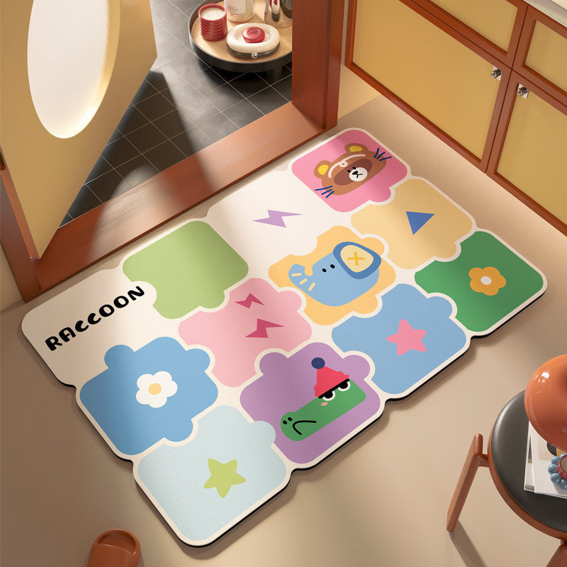 Square diatomaceous earth doormat with pattern