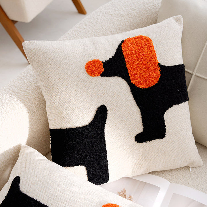 Cuddly pillow with dog motif, linen