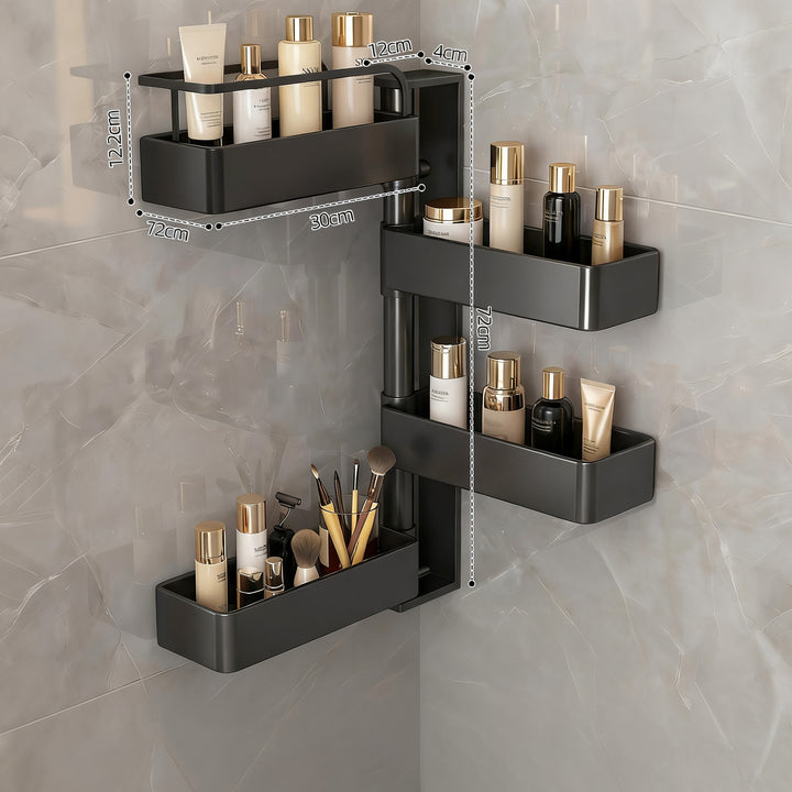 Rotatable bathroom wall shelf made of carbon steel
