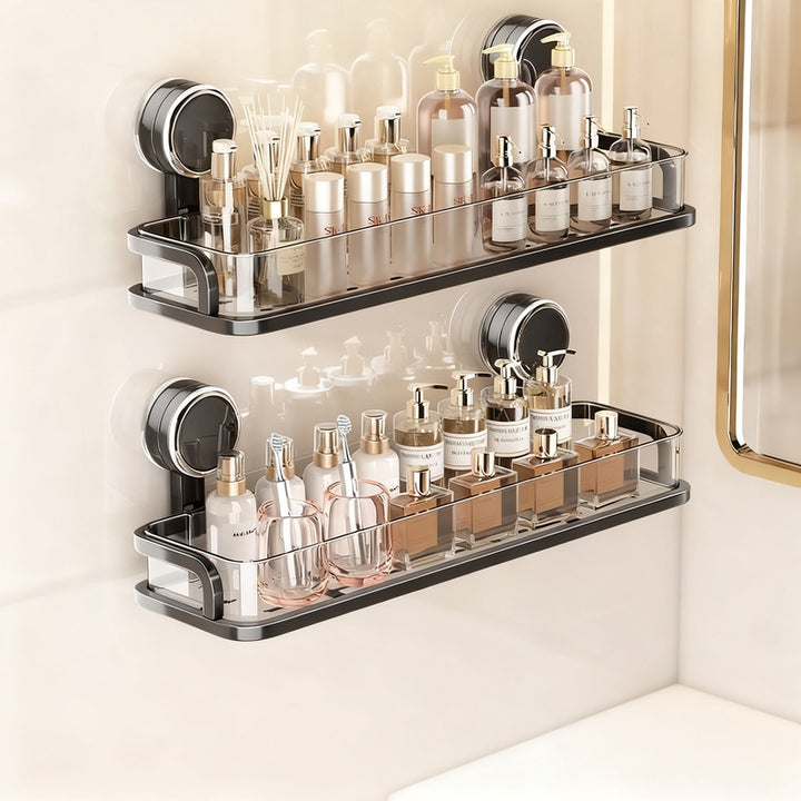 Bathroom shelf with suction cup without drilling