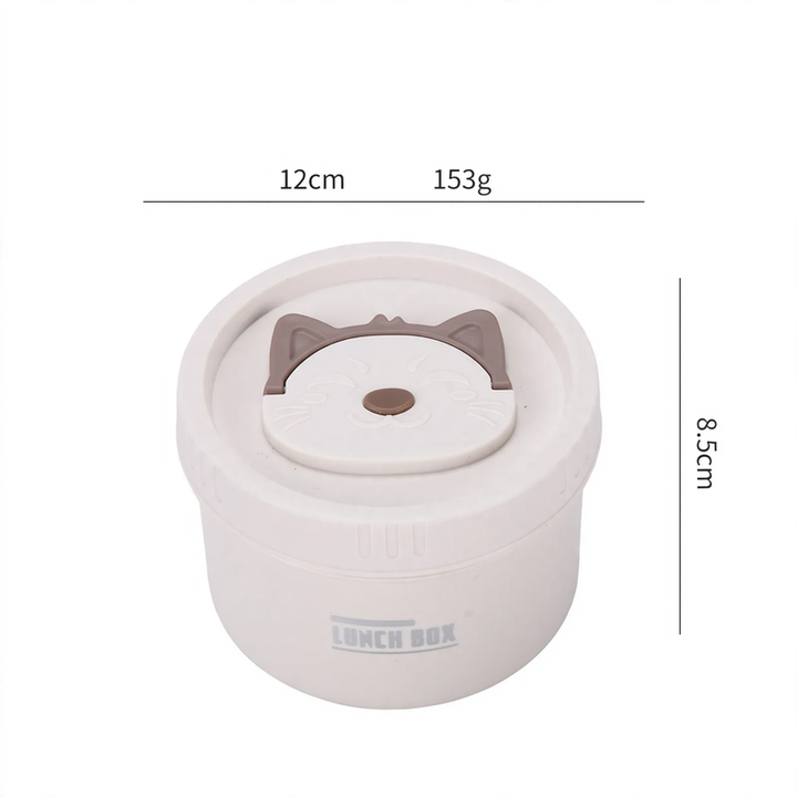 Stainless steel lunch box, round, 470–600 ml, with lid