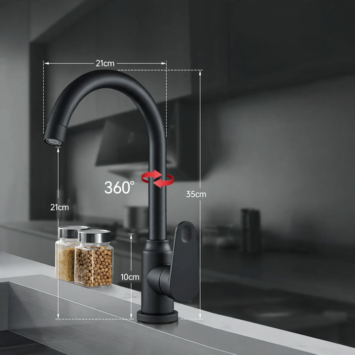 Kitchen faucet with splash guard, single lever operation