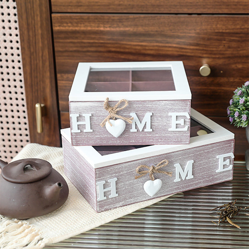 Wood storage box with compartments, modern design