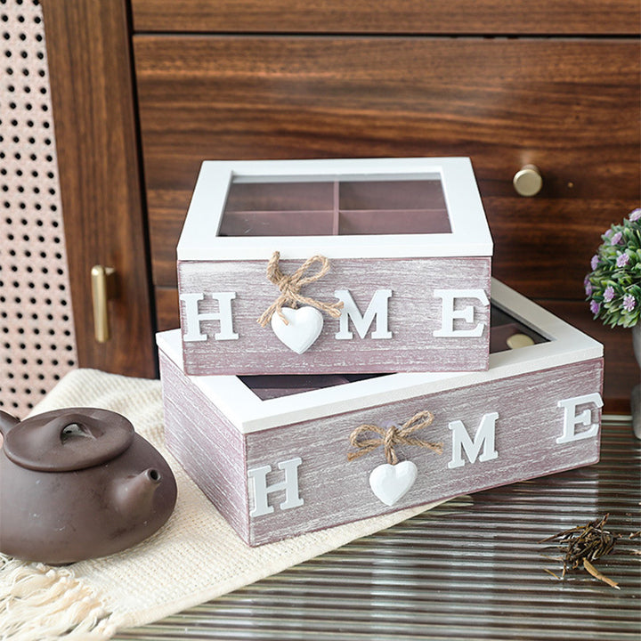 Wood storage box with compartments, modern design