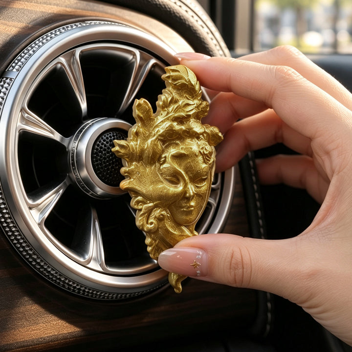 Car air freshener holder peacock motif, triangle shape