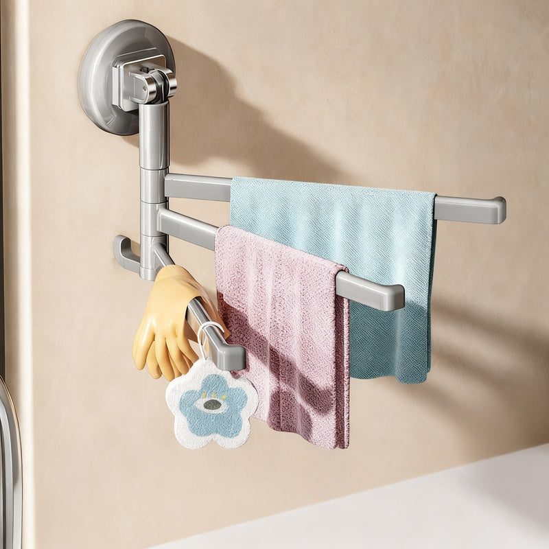 Suction cup cloth holder with rotating bars, ABS plastic