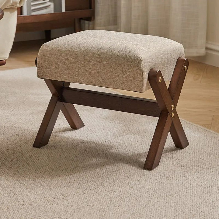 Children's footstool made of rubber wood, square