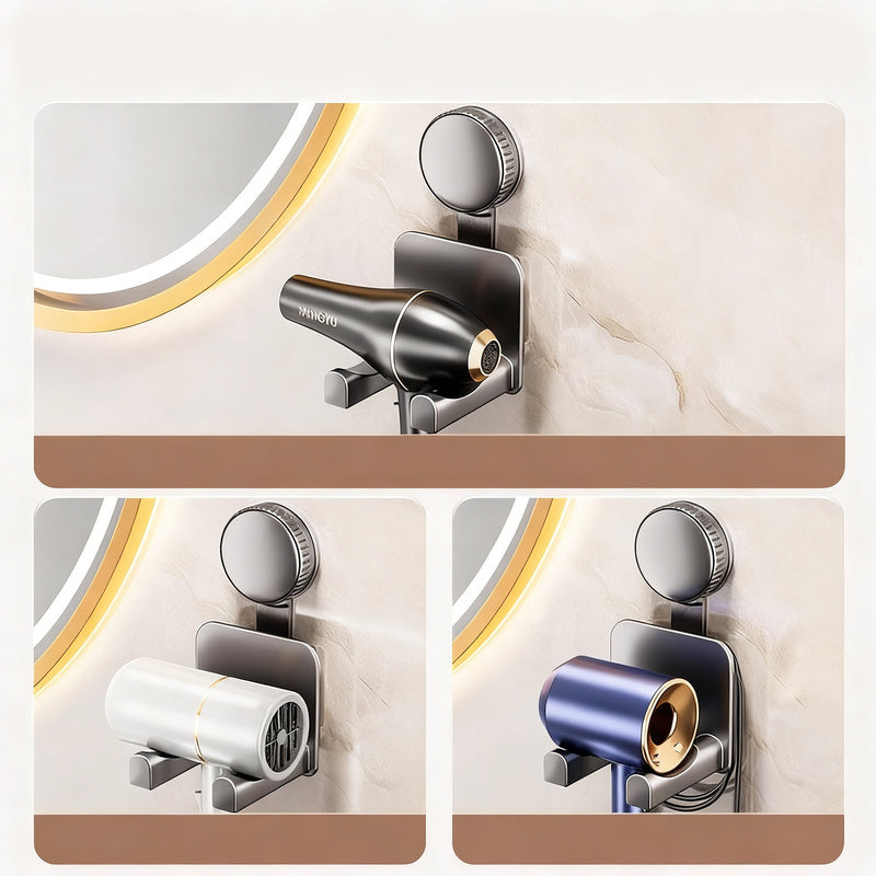 Suction cup holder for hair dryer and bathroom accessories