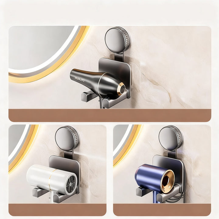 Suction cup holder for hair dryer and bathroom accessories