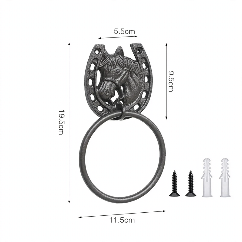 Cast iron towel ring, vintage style, black