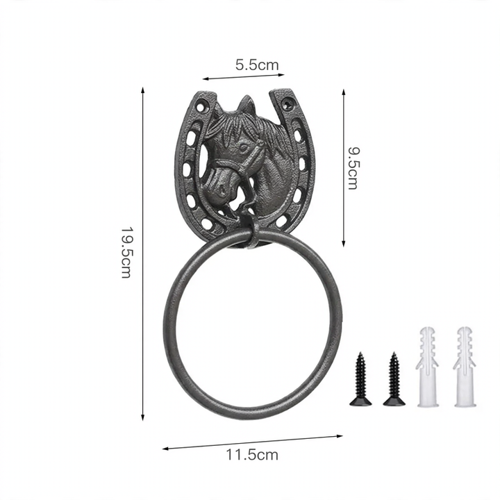 Cast iron towel ring, vintage style, black