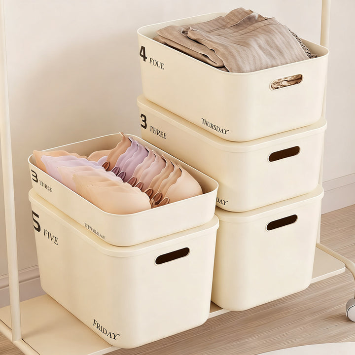 Plastic storage box with lid, medium size