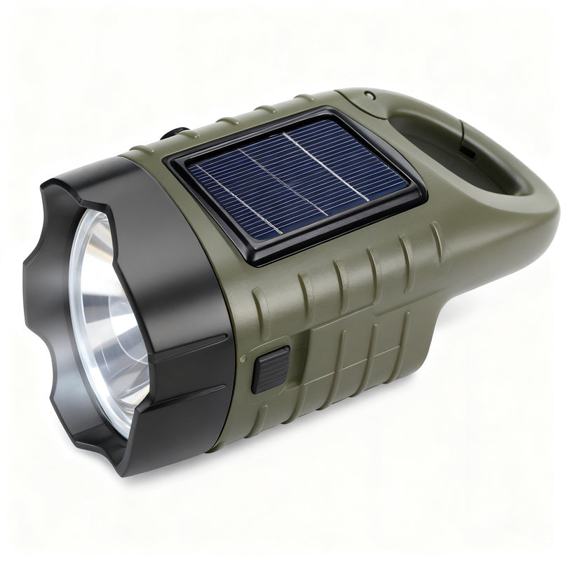 Solar hand crank flashlight with power bank