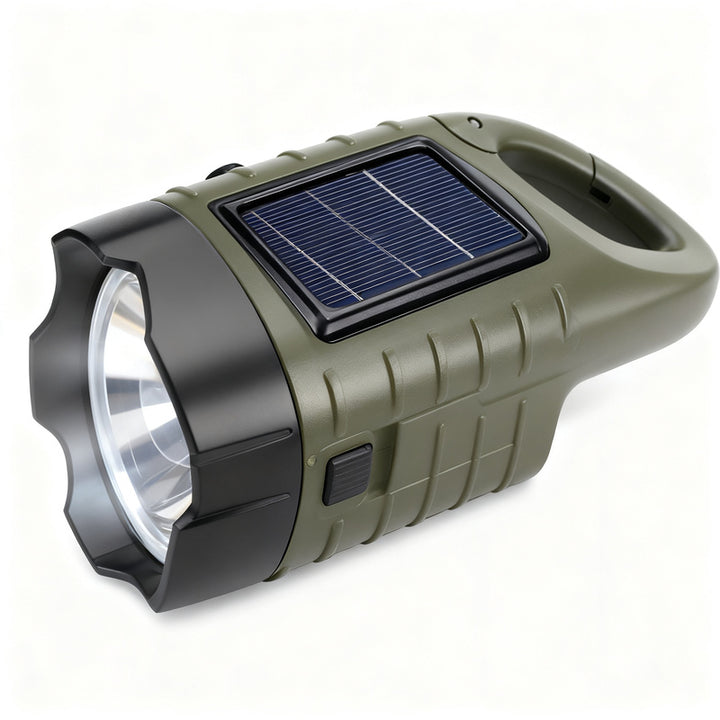 Solar hand crank flashlight with power bank