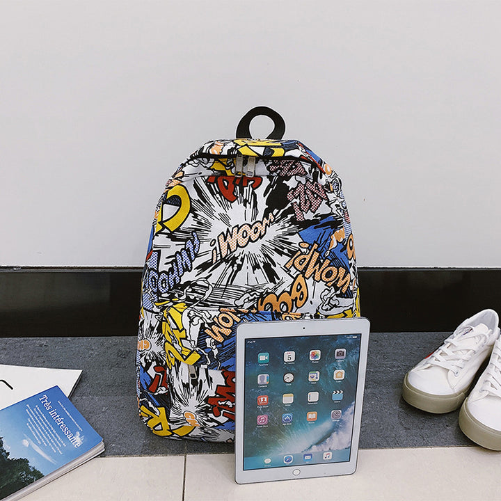 Canvas backpack with lettering design, under 20 L