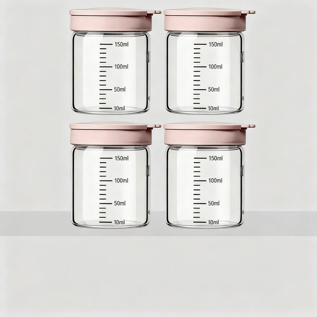 Borosilicate glass storage jar with measurement scale