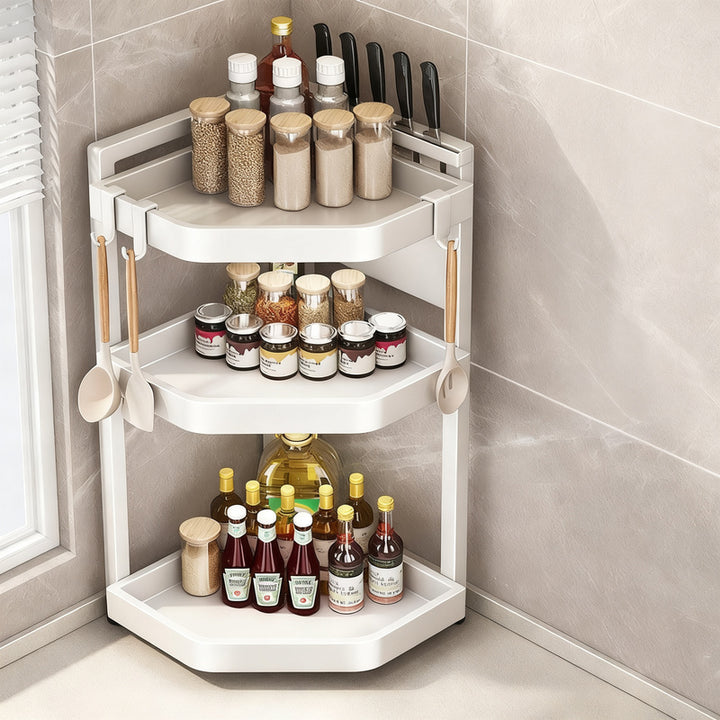 Corner shelf for kitchen, spice rack, carbon steel