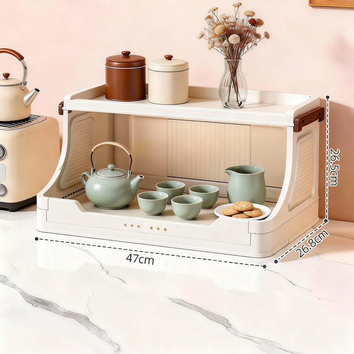 Foldable storage cabinet with three levels