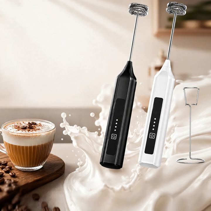 Electric milk frother, rechargeable, multifunctional