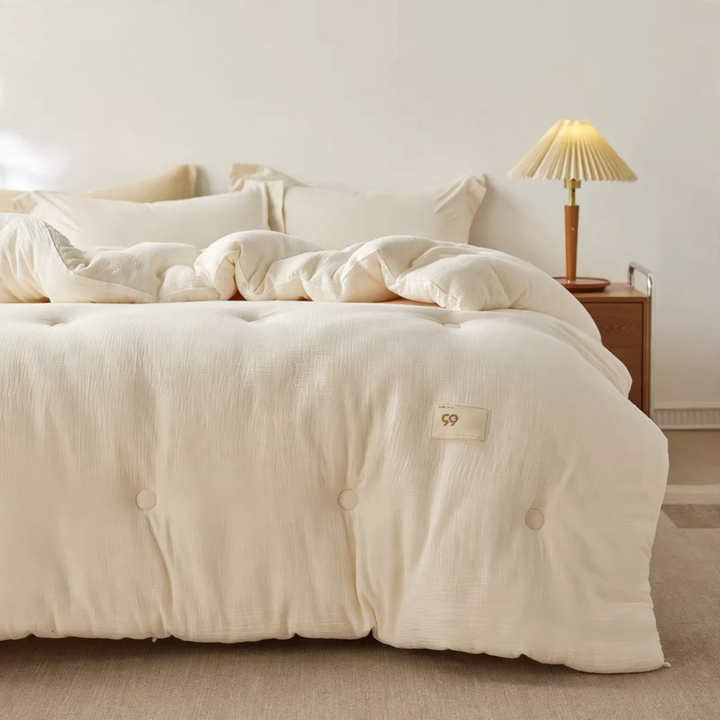 Cotton blanket with soy fiber, double-layered