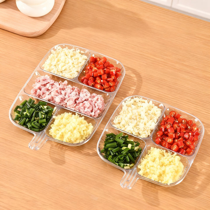 Divided serving tray with compartments, wall mountable