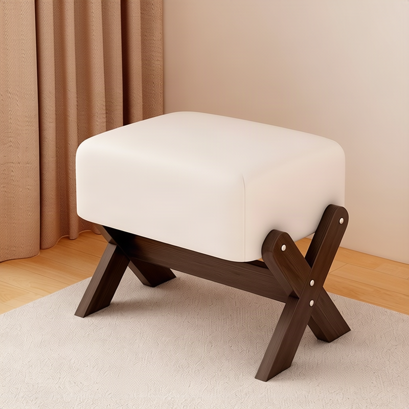 Children's footstool made of rubber wood, square