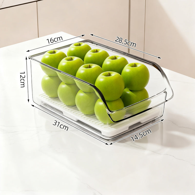 Refrigerator drawer made of PET with drain grid
