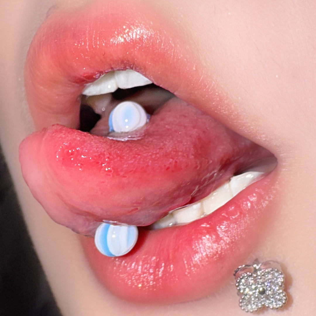 Lip studs stainless steel with rhinestones, various sizes