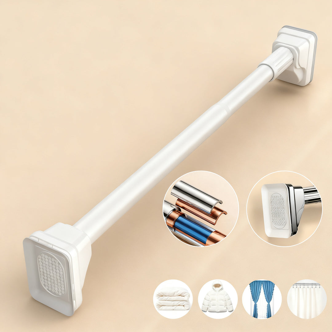 Telescopic stainless steel tension rod without drilling