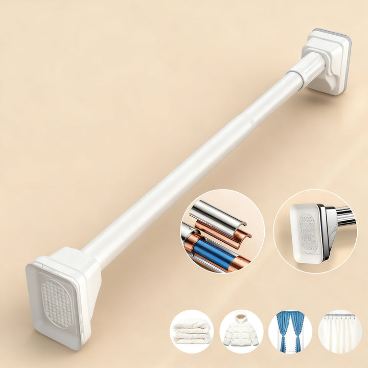 Telescopic stainless steel tension rod without drilling