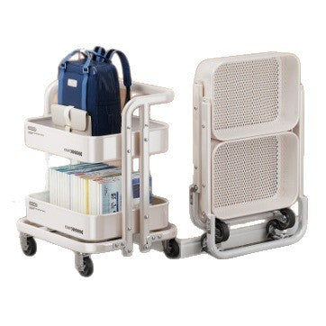 Mobile bookshelf with wheels, collapsible