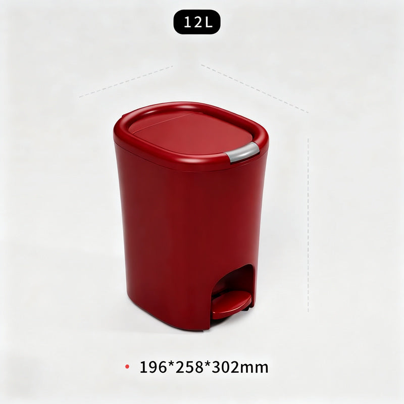 Plastic trash can with foot pedal and lid