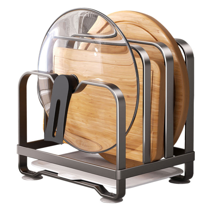 Kitchen stand for lids, knives, and cutting boards