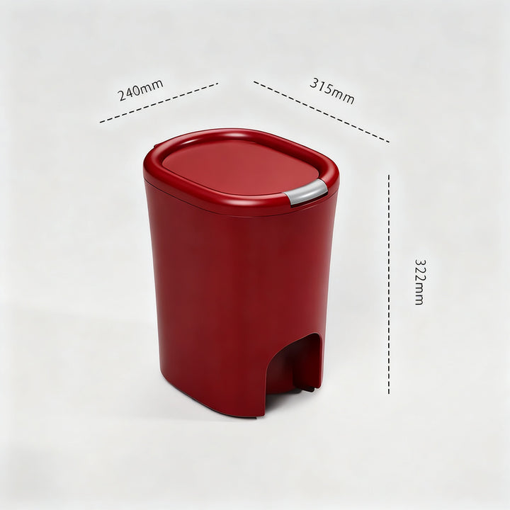 Plastic trash can with foot pedal and lid