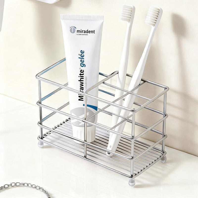Stainless steel toothbrush holder, tray